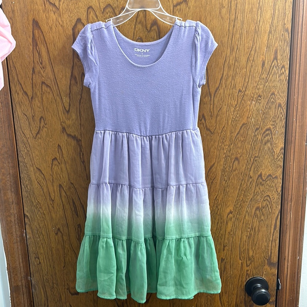 DKNY Purple/Green Size 6 Girls Dress